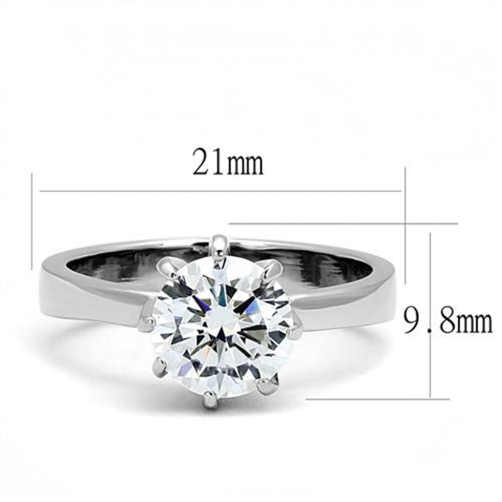 2.04 Ct Zirconia Stainless Steel Engagement Ring - Picture 2 of 4